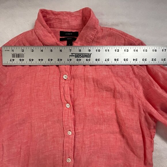 J.Crew Womens Pink Linen Long-Sleeve Button-Up Perfect Shirt Size 8 Casual Top - Picture 5 of 8
